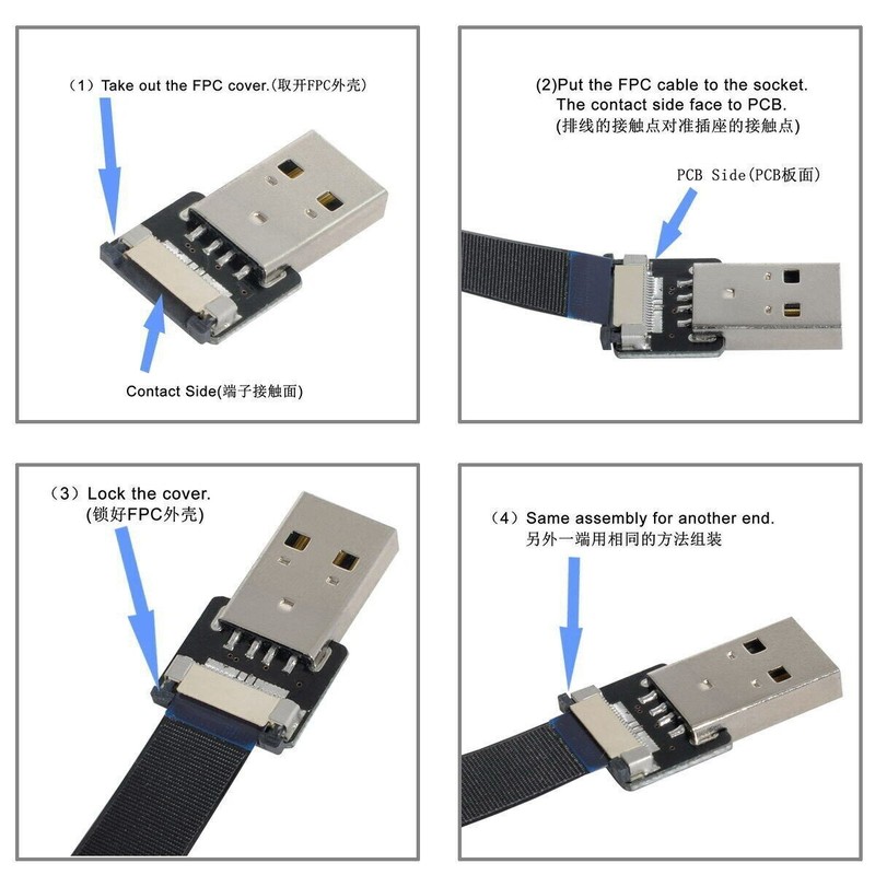 ChenYang Up Angled USB 2.0 Type-A Male to Micro USB 5Pin Male Data FPC Cable gallery