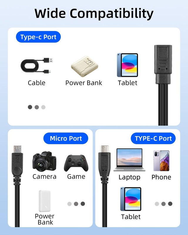 2Pack 1FT USB C Female to Micro USB Male & Type C Male Charging Cable, 2in1, ... gallery