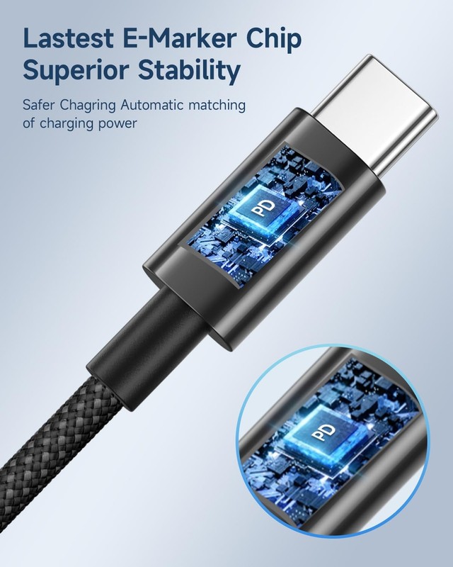 USB C Charger Cable 3FT 2Pack, 60W Type C Fast 1M+1M, Black gallery