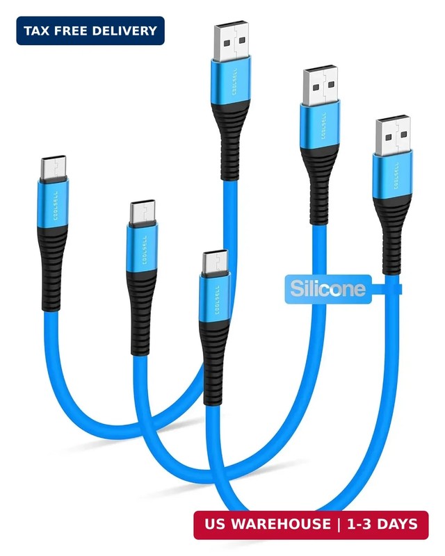 6 inch Short USB C Cable,3 Pack Silicone 60W Fast Charging Cord USB A to Type-C