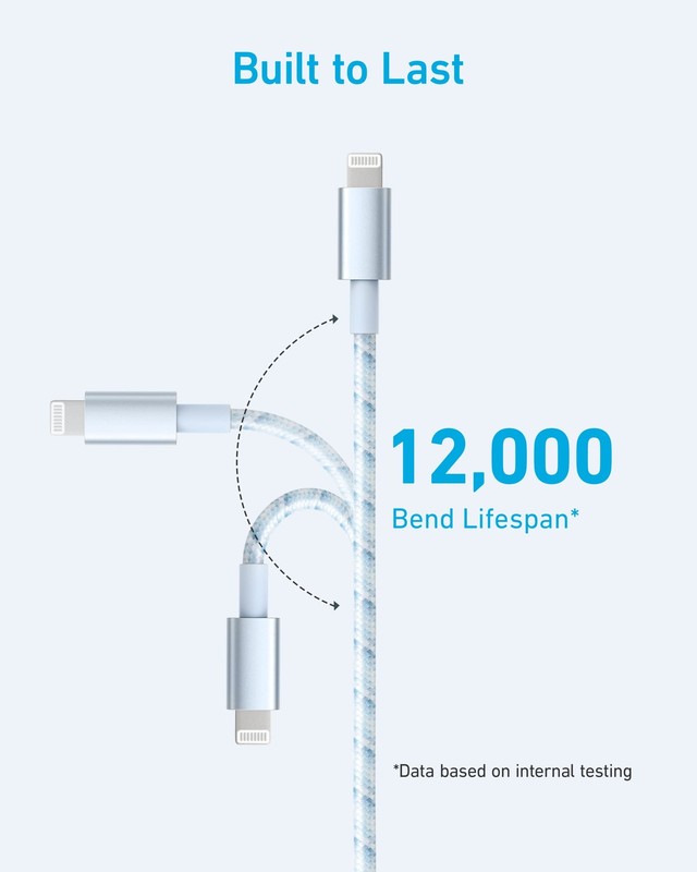 Anker USB A to Lightning Cable(3.3FT, 1Pack), MFi Certified Nylon 3.3FT, Blue gallery