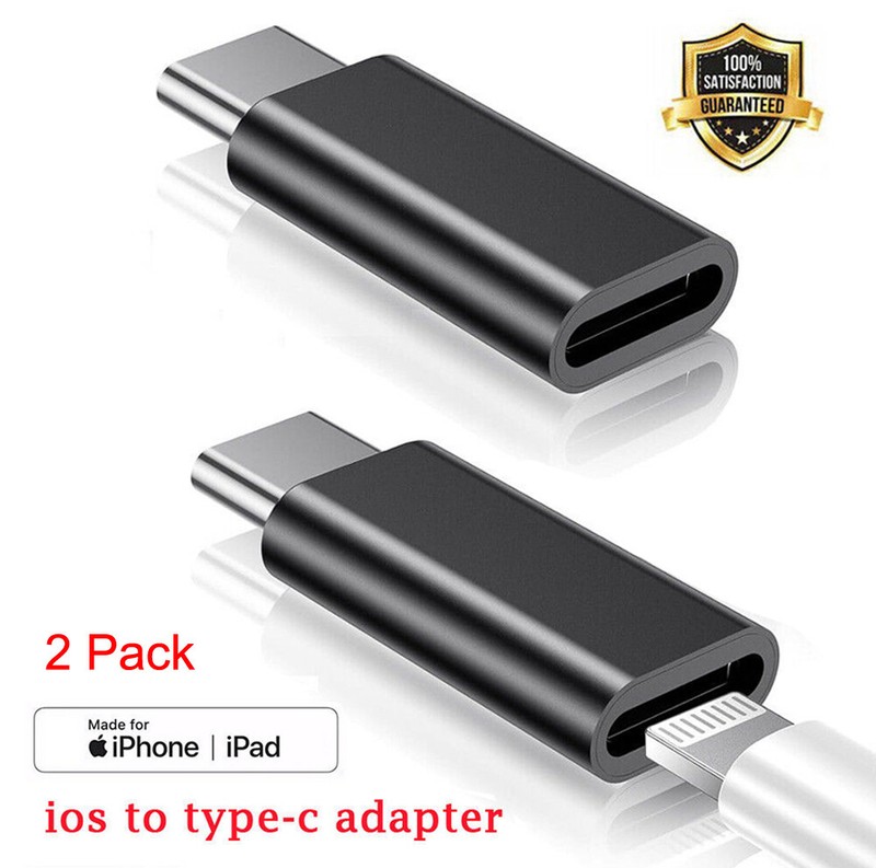 8 Pin iPhone to type c iOs Female 2 Male USB-C 3.1 Converter Adapter x 2 Charger gallery