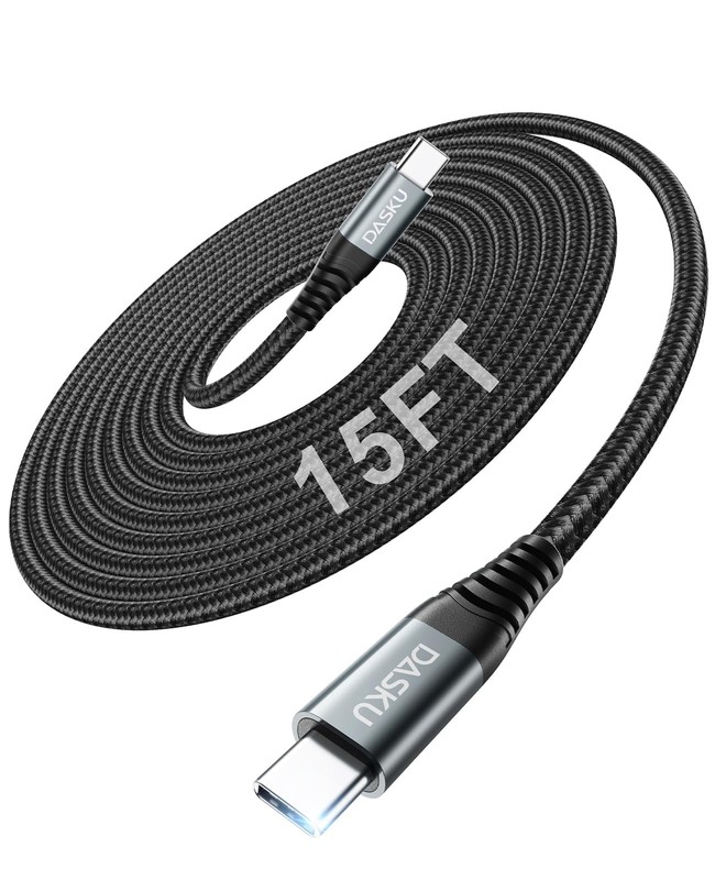 USB C to C Cable 15FT 100W 1Pack, Extra Long C Black