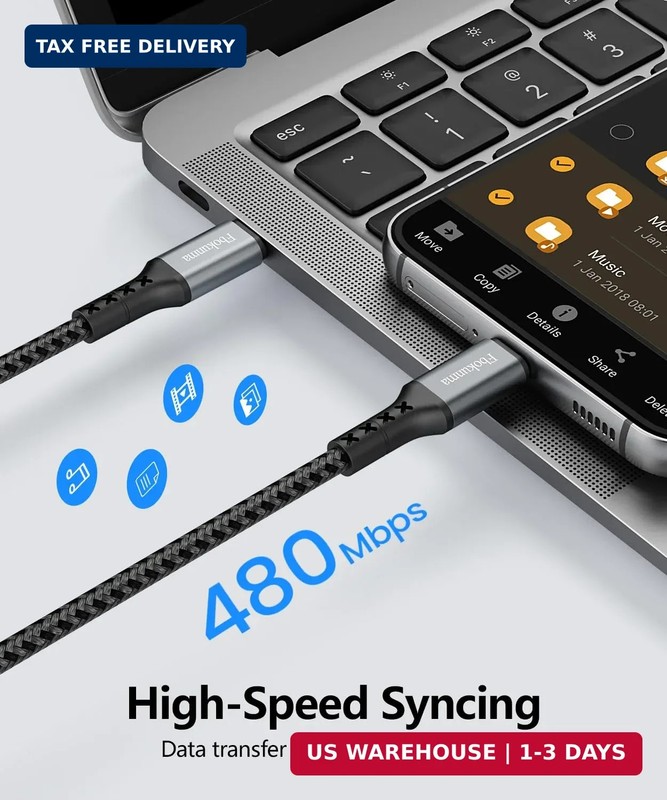 20inch Short USB C to USB C Cable, 3-Pack 1.6FT 65W Charger Cable PD Fast Chargi gallery