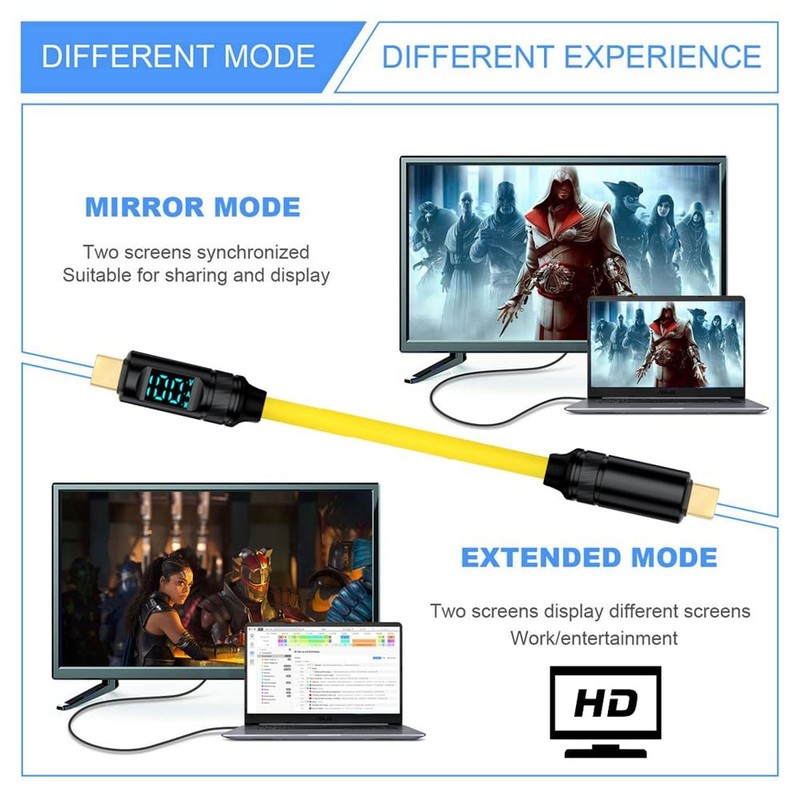 Cable Smart LED Display USB-C USB4 Cable 20Gbps 100W 8K for Laptop Disk Phone... gallery