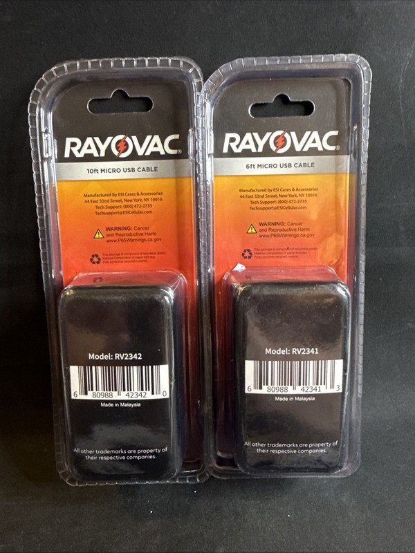 Lot Of 2- Rayovac Fusion-Micro USB - 6ft & 10ft Long Cables-Charge & Sync-Black gallery