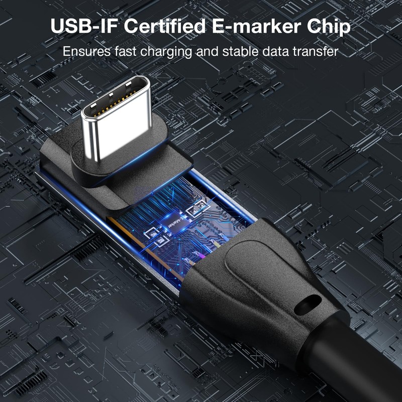 USB C Cable 90 Degree, 20Gbps Down Angle USB C 3.2 Gen2x2 Data Transfer Cable... gallery