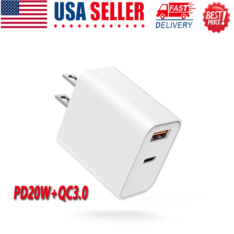 For iPhone 14 13 12 11 XR 8 20W Fast Charger Block USB Type C Wall Power Adapter
