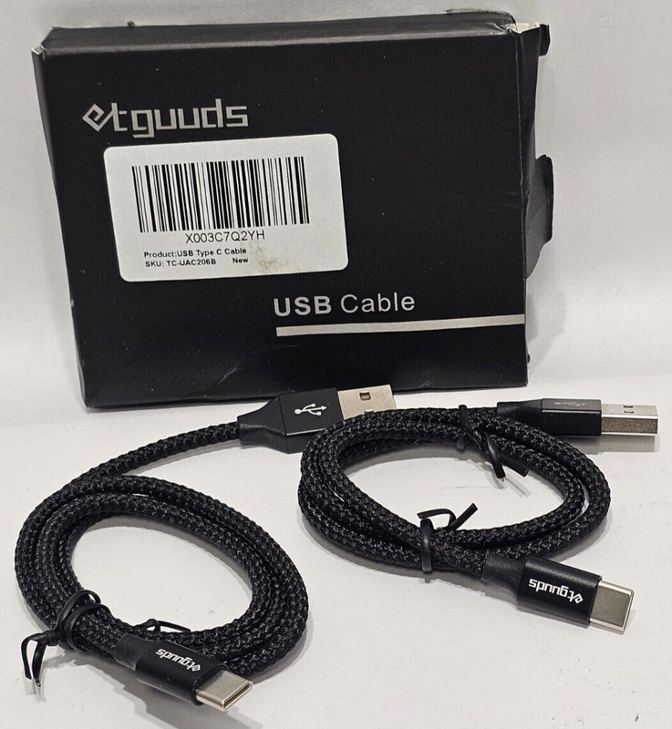 USB TYPE C CABLE TC-UAC206B CHARGER CORD BRAIDED – PACK OF 2