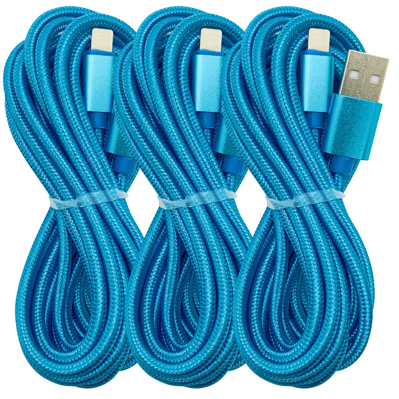 3 Pack 10Ft Fast USB Charger Charging Cable Cord Braided For Apple iPhone iPad