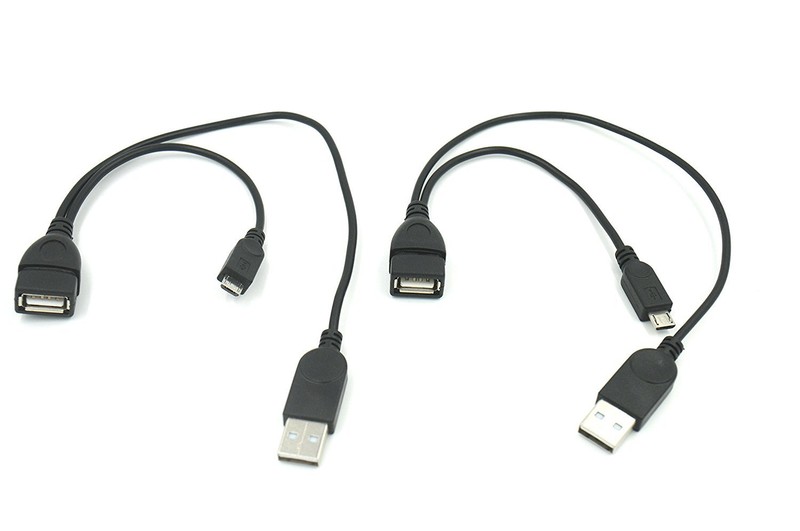 2 Pack Micro USB Male To USB Female Host OTG Cable & USB 2.0 Male Power Cable