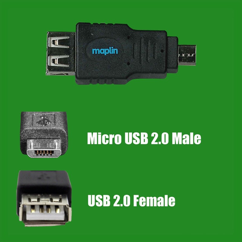 Maplin Male Micro USB 2.0 to Female USB OTG Adapter for Mobile Device/Tablet gallery