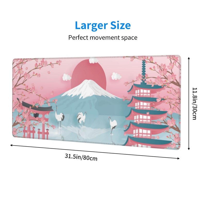 Japanese Ocean Waves Gaming Mouse Pad XL, Non Slip Rubber Base Mousepad, Stit... gallery