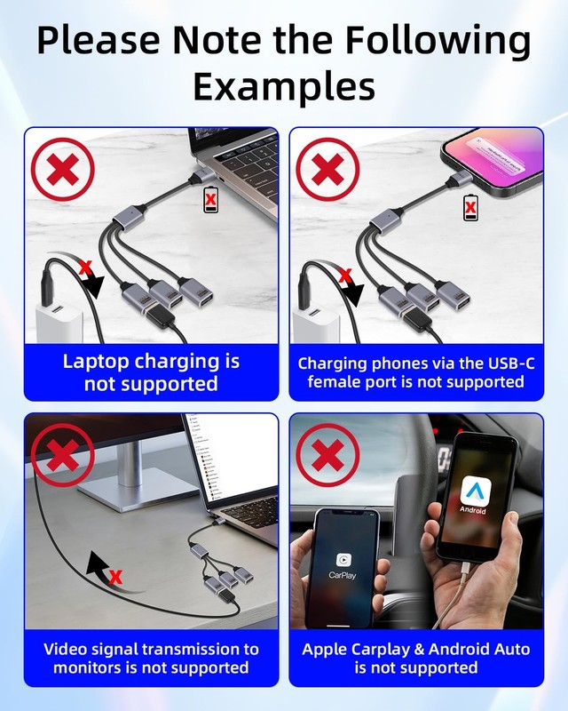 USB Splitter 1 In 3 Out Male To 3USB Female Extension Hub Power Cable 26cm gallery
