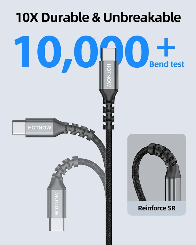 USB to USB C Cable 10FT 2Pack, Nylon Braided 3A Fast Charging - Long Distance gallery