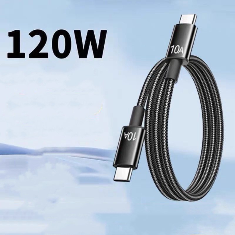 120W C to C Braided Cable Phone Fast Lead Charger Black Wire PD 10A gallery