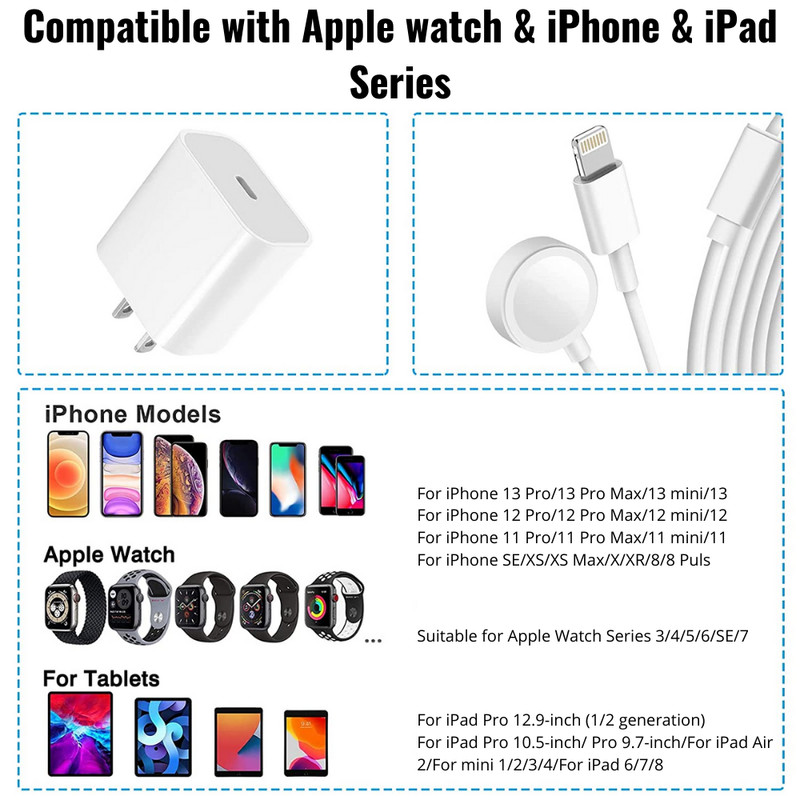 2/3 In 1 USB C Magnetic Fast Charger Cable Cord For iPhone iWatch 7/6/5/4/3/2/1 gallery