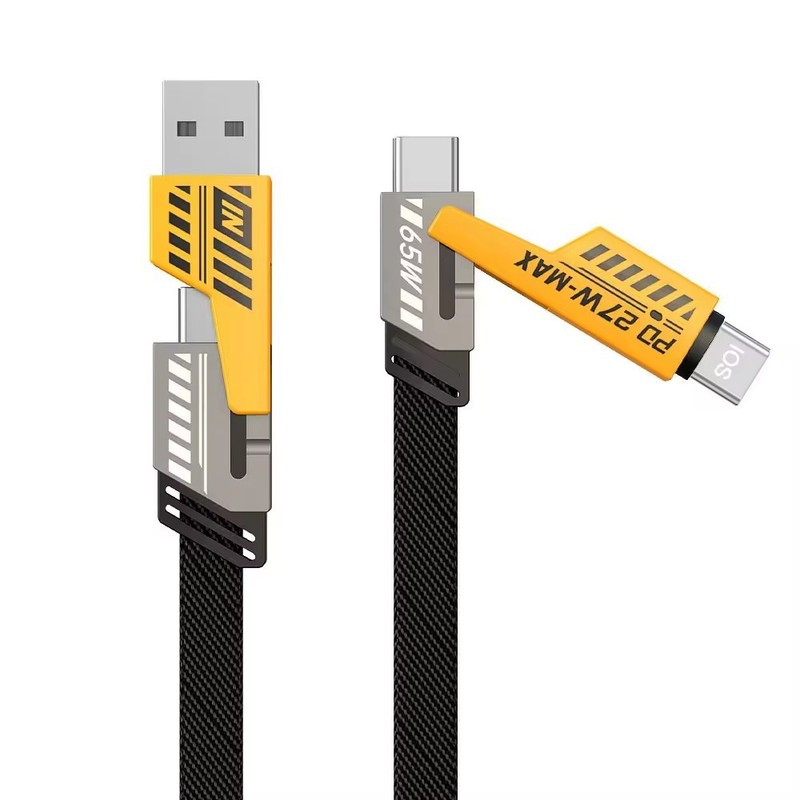 4-in-1 65W USB C Fast Charging Cable 27W PD Nylon Braided 4ft for iPhone Android gallery