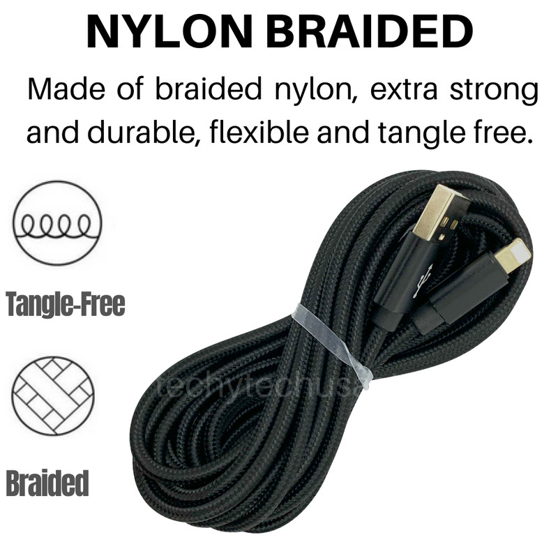 10Ft USB Fast Charge Cable For iPhone 12 11 XR 8 7 6 5 Heavy Duty Charging Cord gallery