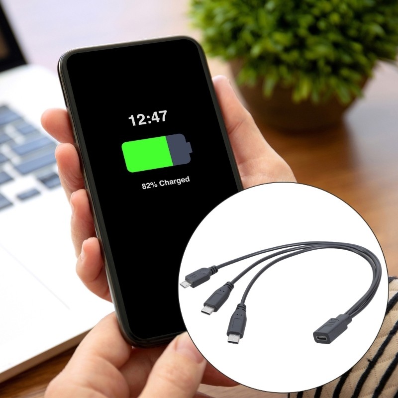 30cm Charging Adapter Cable Charging Cord USB C to 2 Type-C & 5Pin USB Cable gallery