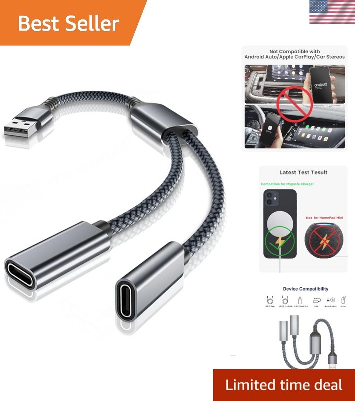 Dual USB-C Female to USB-A Adapter for Seamless Charging & Data Transfer