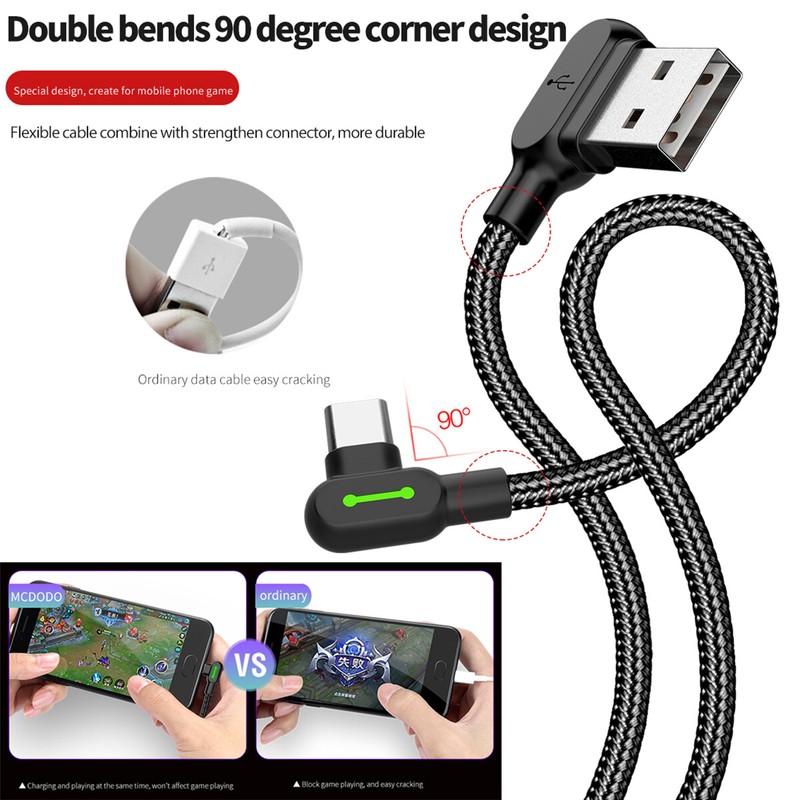 Mcdodo LED Elbow USB Type-C Charger Cable Cord for Samsung S26 S25 S24 S23 Ultra gallery
