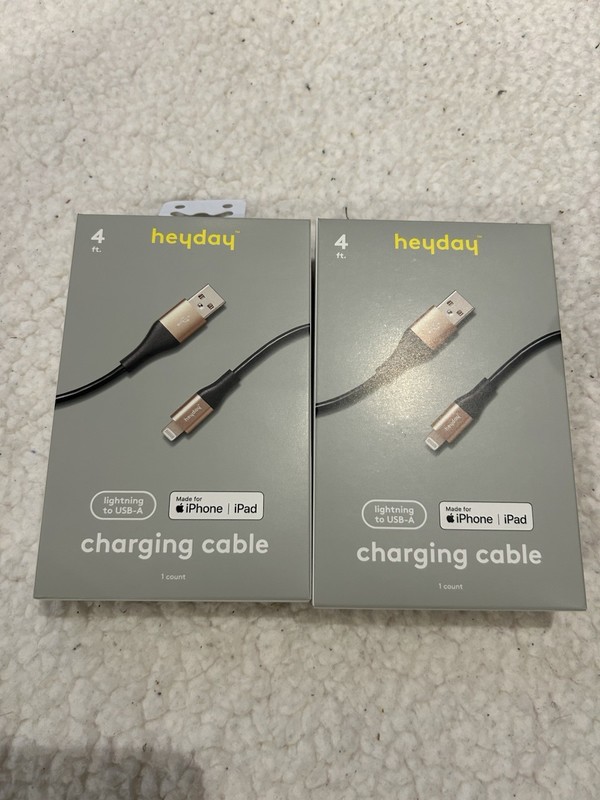 New MFI certified Heyday USB A to Lightning Cable for iPhone Or iPad 4’ Set Of 2
