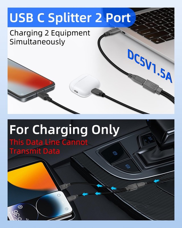 2Pack 1FT USB C Female to Micro USB Male & Type C Male Charging Cable, 2in1, ... gallery
