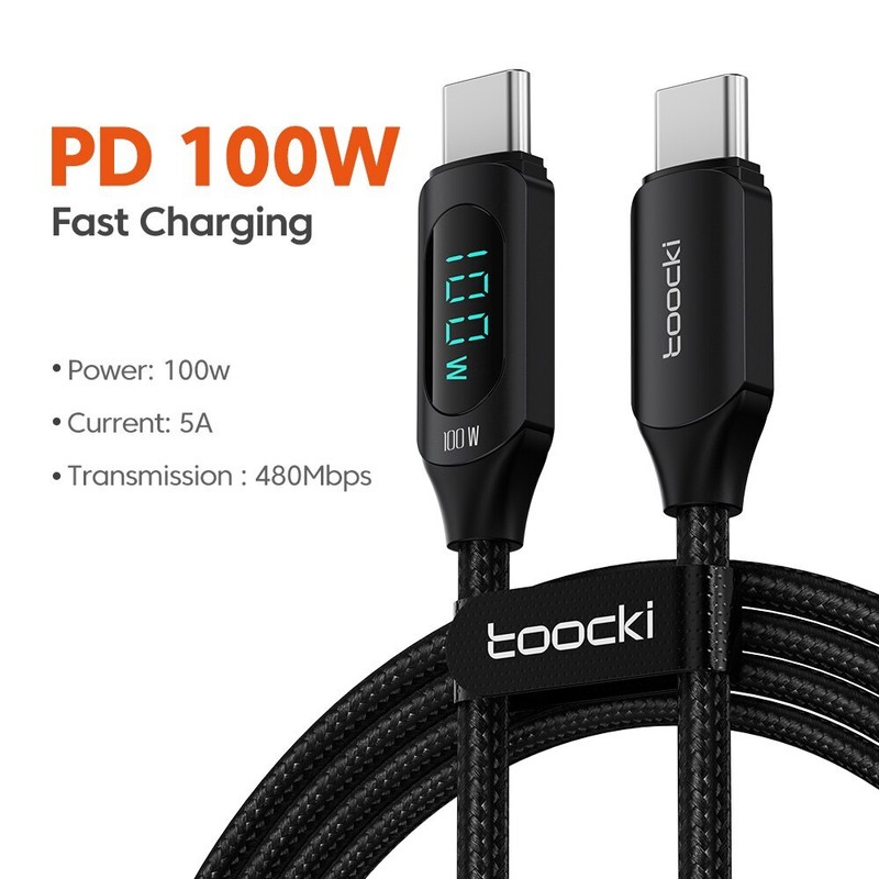 USB Type C to Type C Charging Cable PD 100W Fast Charger Data Cord LED Display gallery