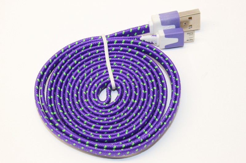 USB-A to Micro USB Cable Data Sync Transfer Charging Cord Nylon Braided Purple