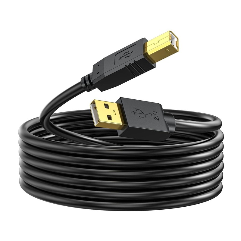 25FT USB 2.0 Type A to B Cable, USB Type A to B 25ft Cord, USB 2.0 Type A B