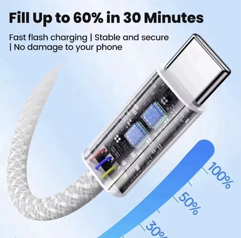 100W Type C To Type C Charging Cable For Fast Charging With A Reliable Cable gallery