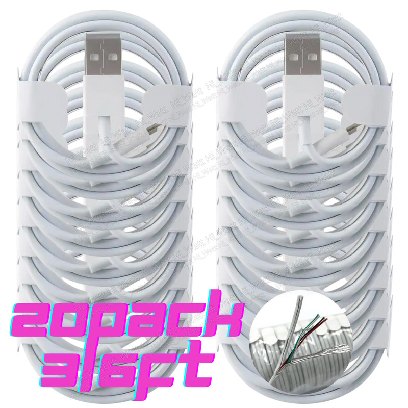 20Pack Lot USB A To iPhone Charging Cable For iPhone 14 13 12 11 Pro 8 7 6 SE XR