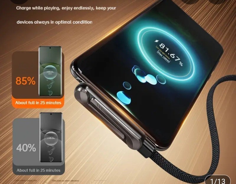 2pcs 240W Fast Cable Phone Charger with build-in phone holder. 2-in-1 charging gallery