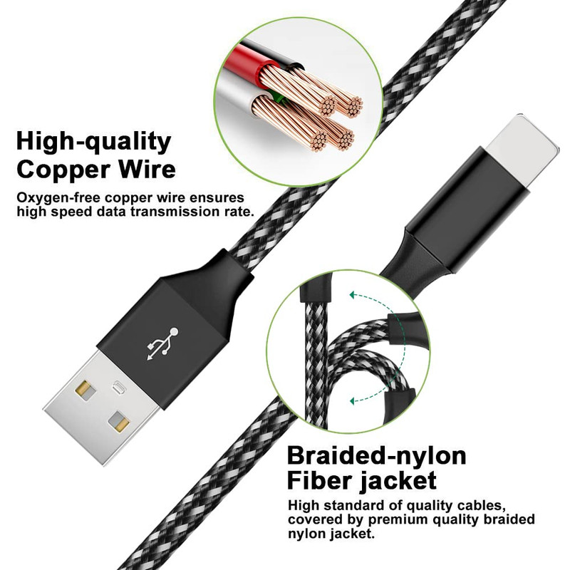 USB Charger Cable Braided Charging Cord Data Sync For iPhone 14 13 12 11 XR SE 8 gallery