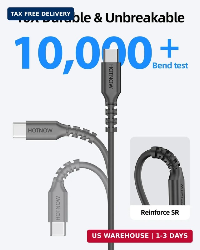 Short USB C to C Cable 0.5FT 3Pack, 6inch USB-C 60W Fast Charging Cords for iPho gallery