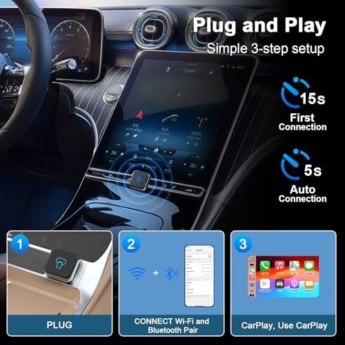 Wireless CarPlay Adapter for iPhone - Upgrade Wired to Wireless, Mini USB, Plug- gallery
