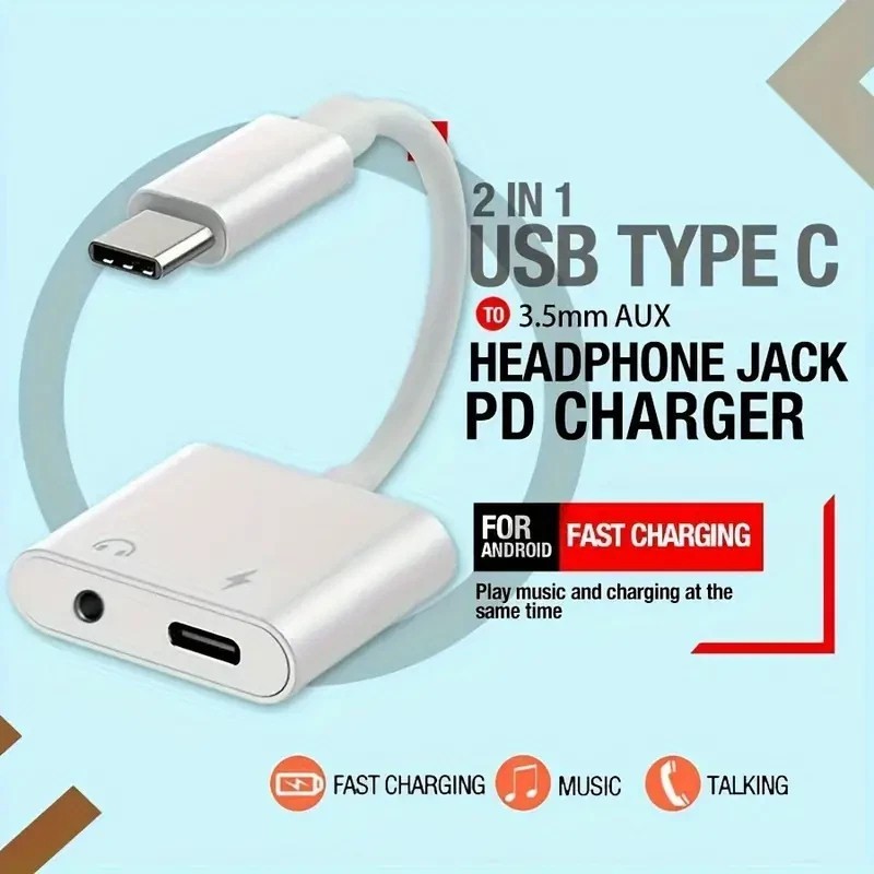 2 in 1 Charger and Headphone USB Type C to 3.5mm Aux Audio Cable Cord Adapter gallery
