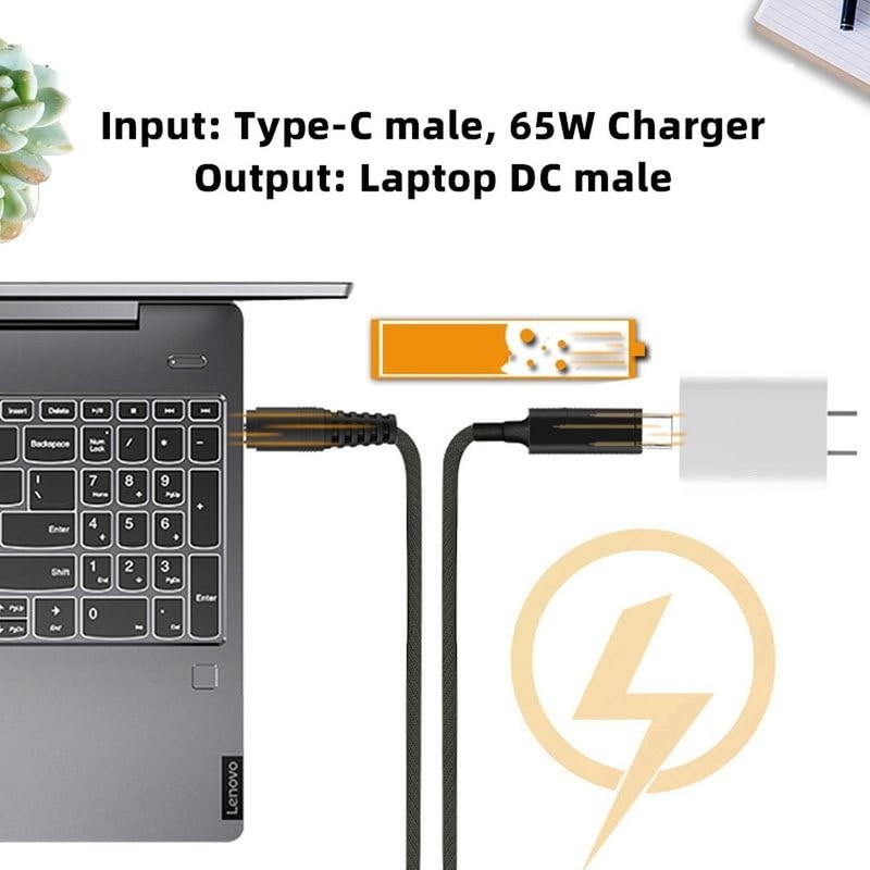 CY Cable Type C USB-C Input Source 65W to DC 4.0x1.3mm Power Charge Cable 19.... gallery