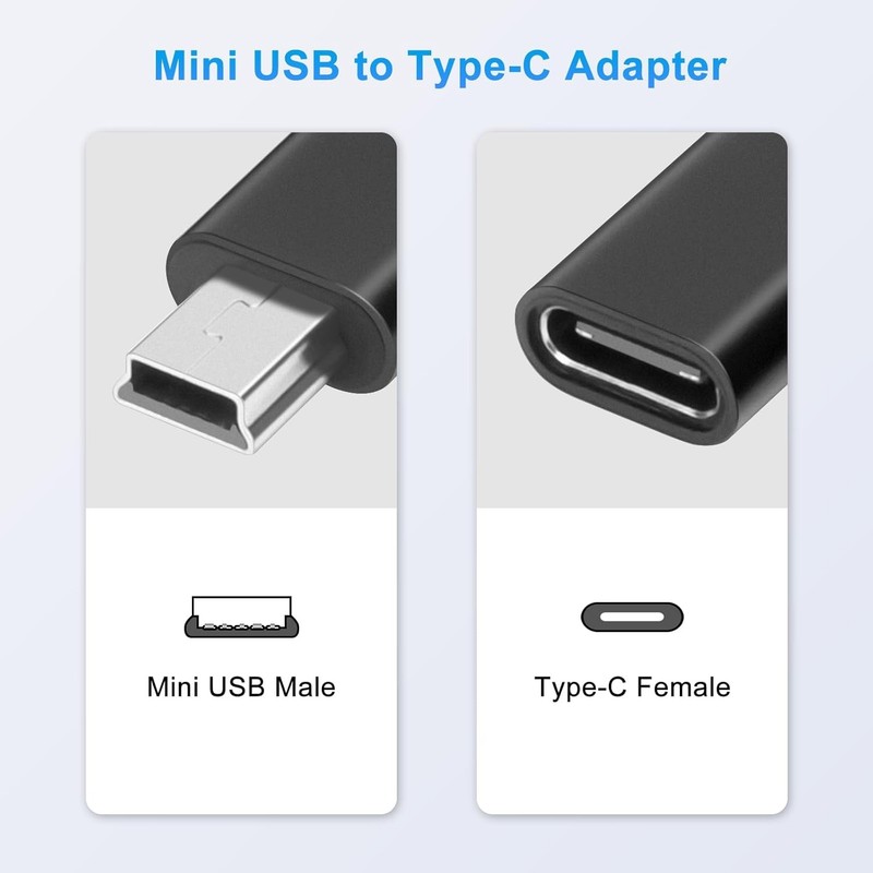 USB C to Mini USB Adapter (2 Pack), USB-C Female to Mini USB Male Adapter, gallery