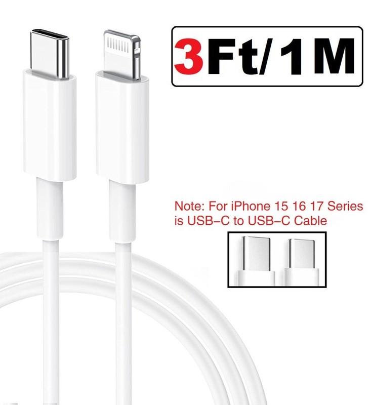 20W PD USB-C Fast Charger Type-C Cable For iPhone 17 Air 16 15 14 13 12 11 XR 8 gallery