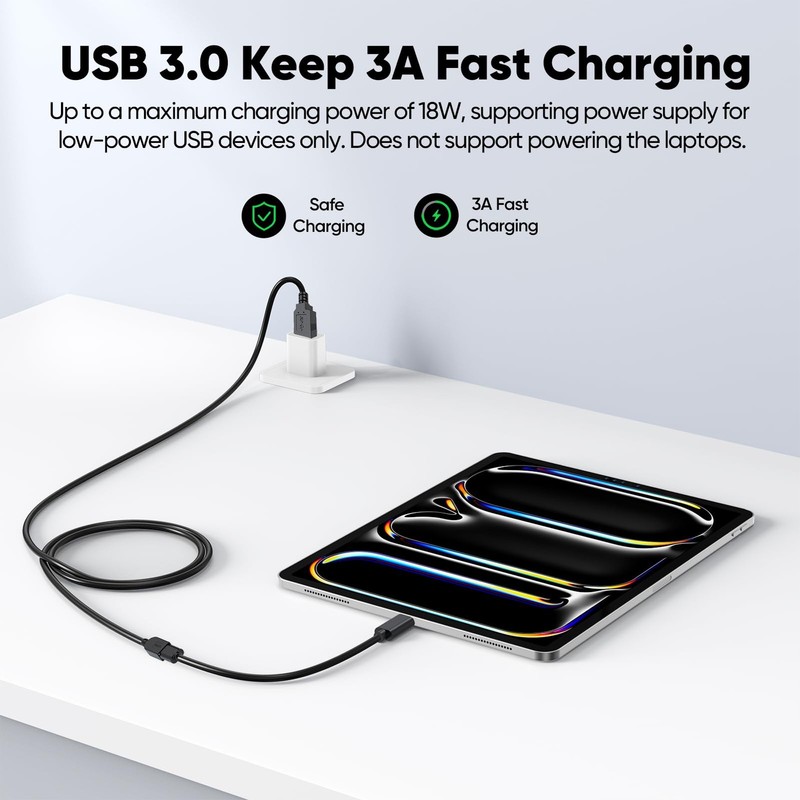 2 PCS USB 3.0 Extension Cable 3Ft Extender Cord 5Gbps 18W Type A Male Female gallery