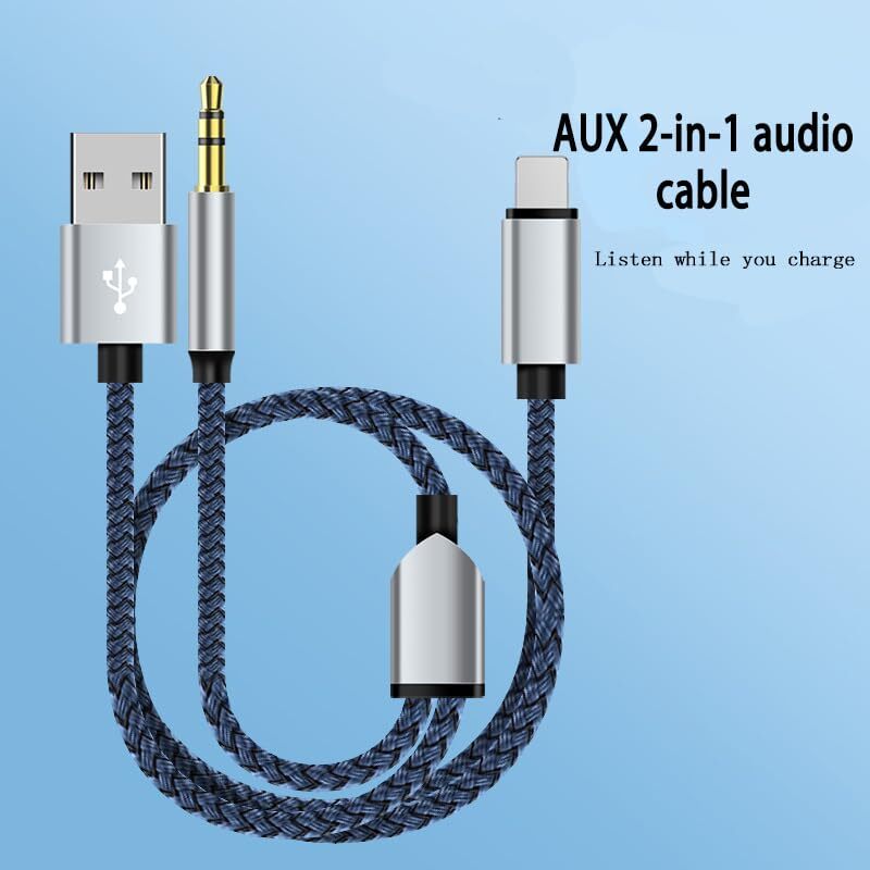 3.5mm Aux Cable with USB A 2-In-1 Charge Fit with iPhone 14 13 12 11 XS XR lot gallery