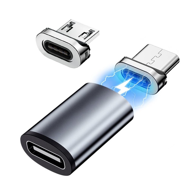 USB C (Female) to Micro USB/USB C (Male) Adapter [2 in 1 Fast Magnetic Charge…