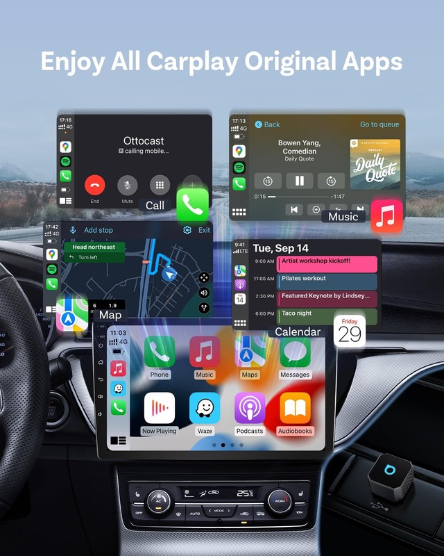Mini 3.0 (Pot) 2025 2-in-1 Wireless CarPlay/Android Auto Adapter, 5GHz WiFi, ... gallery
