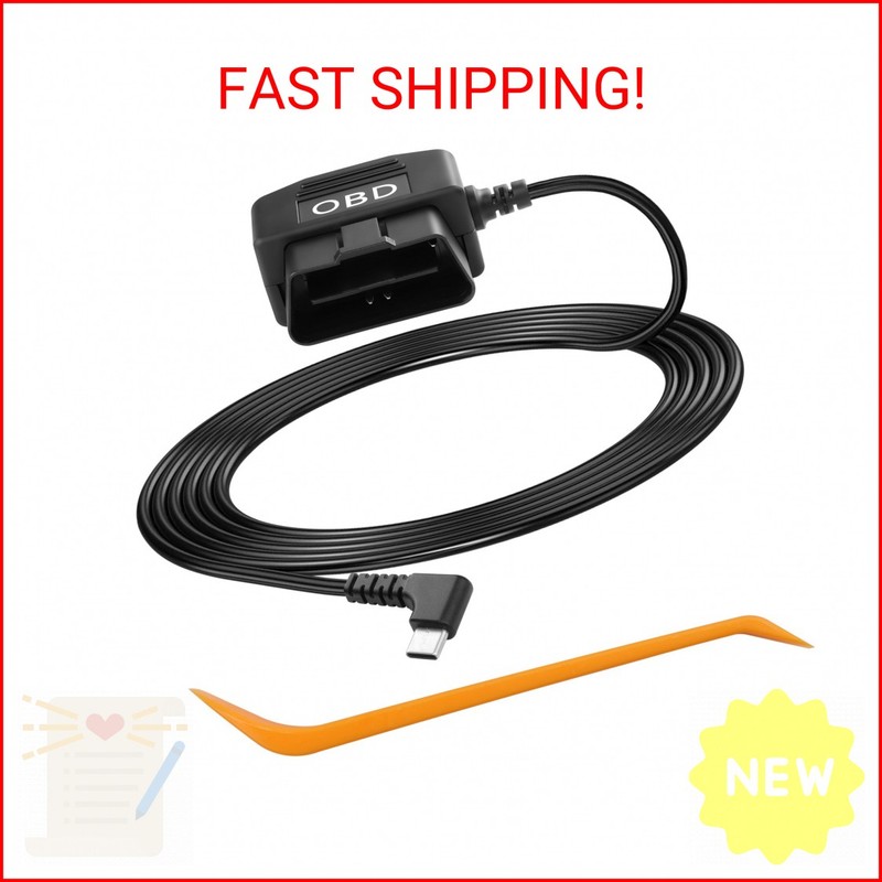 CERRXIAN OBD Power Cable for Dash Camera OBD2 to Type C Adapter Hardwire Charger