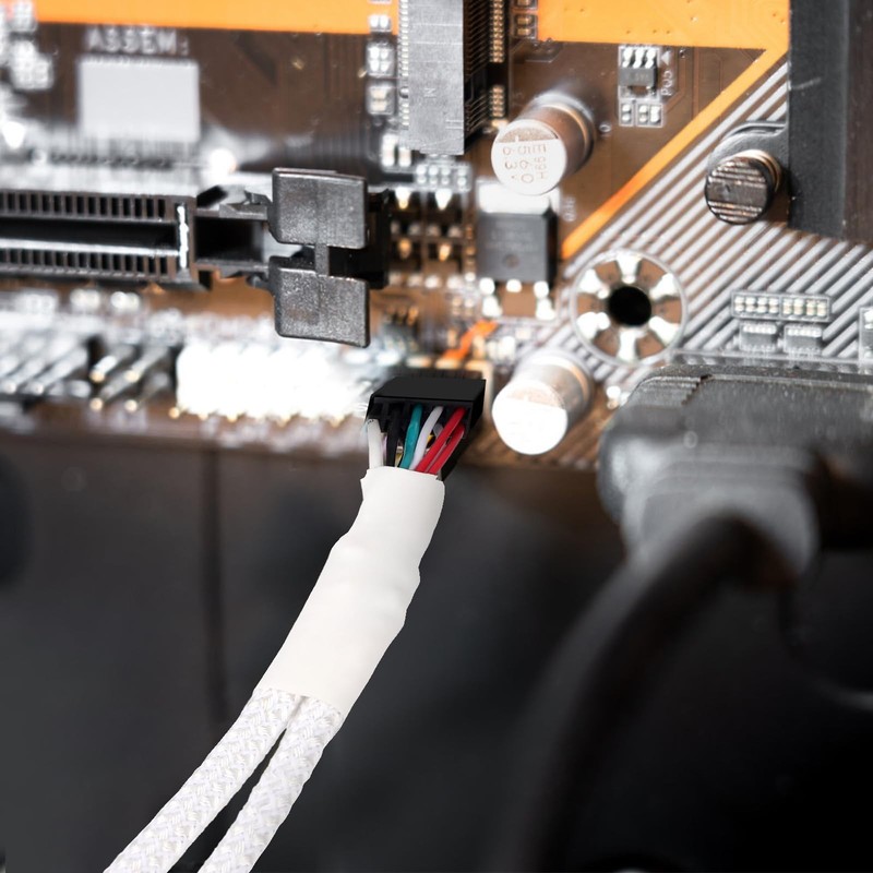 2pcs Motherboard USB 2.0 to Dual 9 Pin Extension Cable, Y-Shaped Braided USB ... gallery