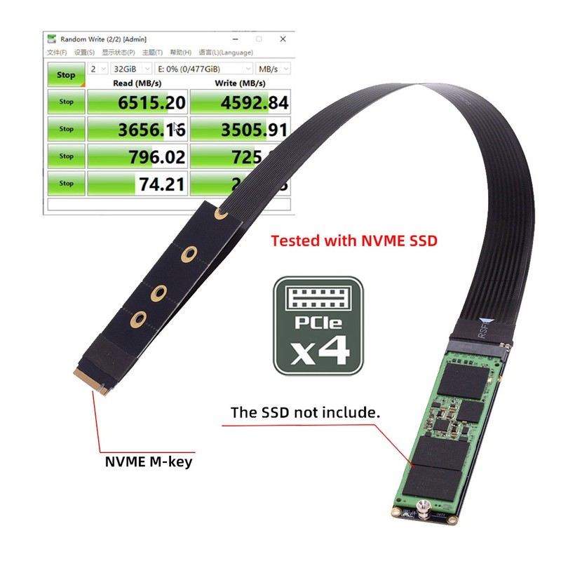 Chenayng M-Key NVME Male PCI-E 4.0 to PCI Extension Cable 30cm for Mainboard SSD gallery