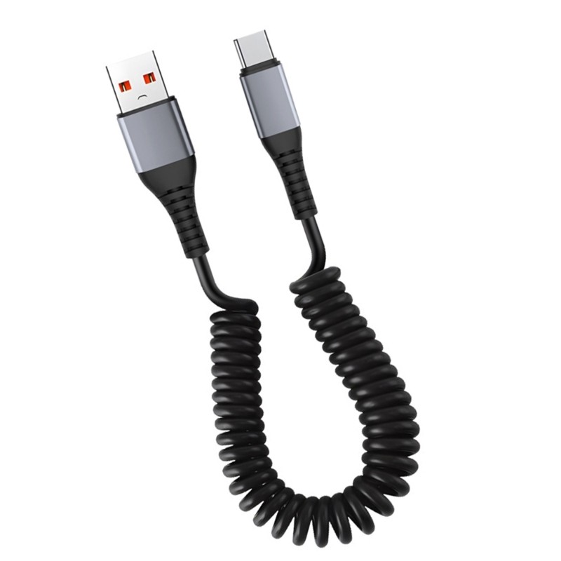Coiled USB C Cable Fast Charging Cord Spring Designs Cable ABS for Smartphones gallery