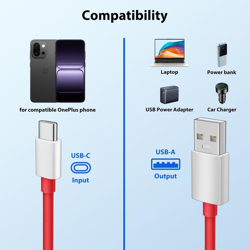 APAPATEK for Oneplus USB C Cable 80W Super-vooc Charging, 6.6ft 10A Red gallery